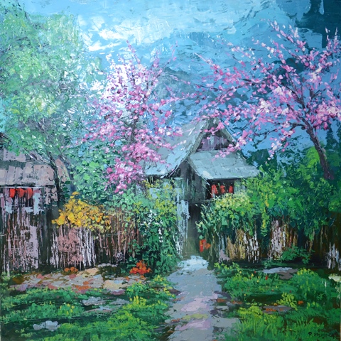 Tranh Sơn Dầu Xuân Về